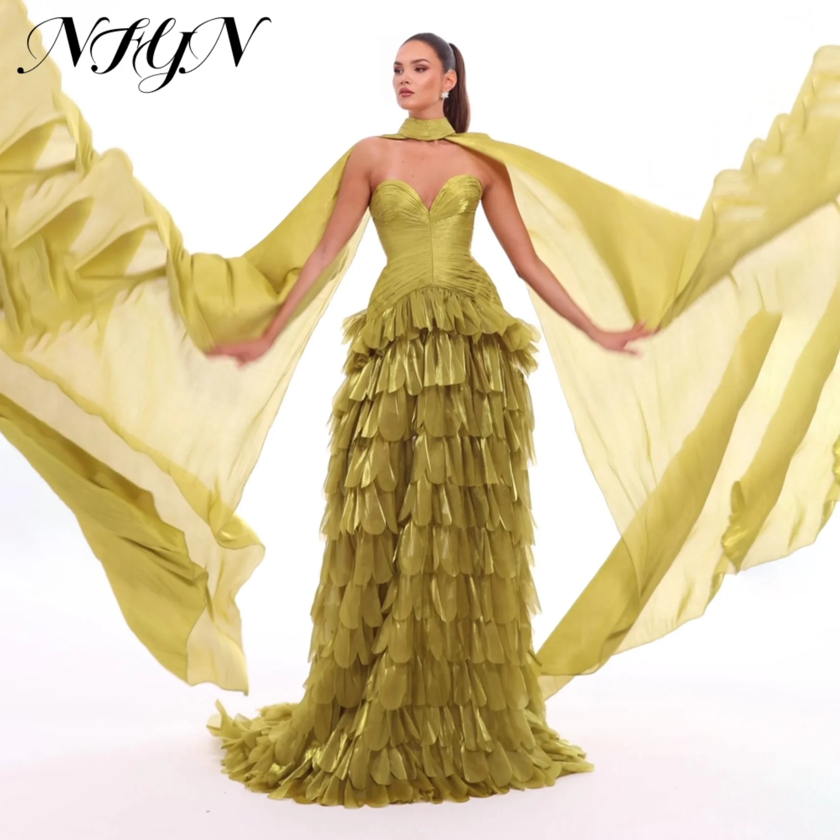 NFYN Olive Green Prom Dress Sweetheart Ruched Multi-Layer Evening Dress Glossy Shiny A-Line Floor Train Party Dress Customized
NFYN Olive Green Prom Dress Sweetheart Ruched Multi-Layer Evening Dress Glossy Shiny A-Line Floor Train Party Dress Customized