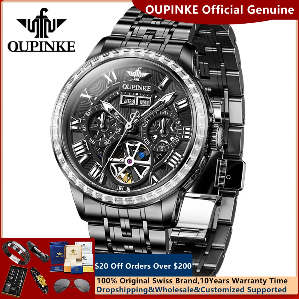 OUPINKE 3252 Diamond Hollow Full Automatic Mechanical Watch for Men Classic Roman Numeral Scale Stainless Steel Luxury Man Watch
OUPINKE 3252 Diamond Hollow Full Automatic Mechanical Watch for Men Classic Roman Numeral Scale Stainless Steel Luxury Man Watch