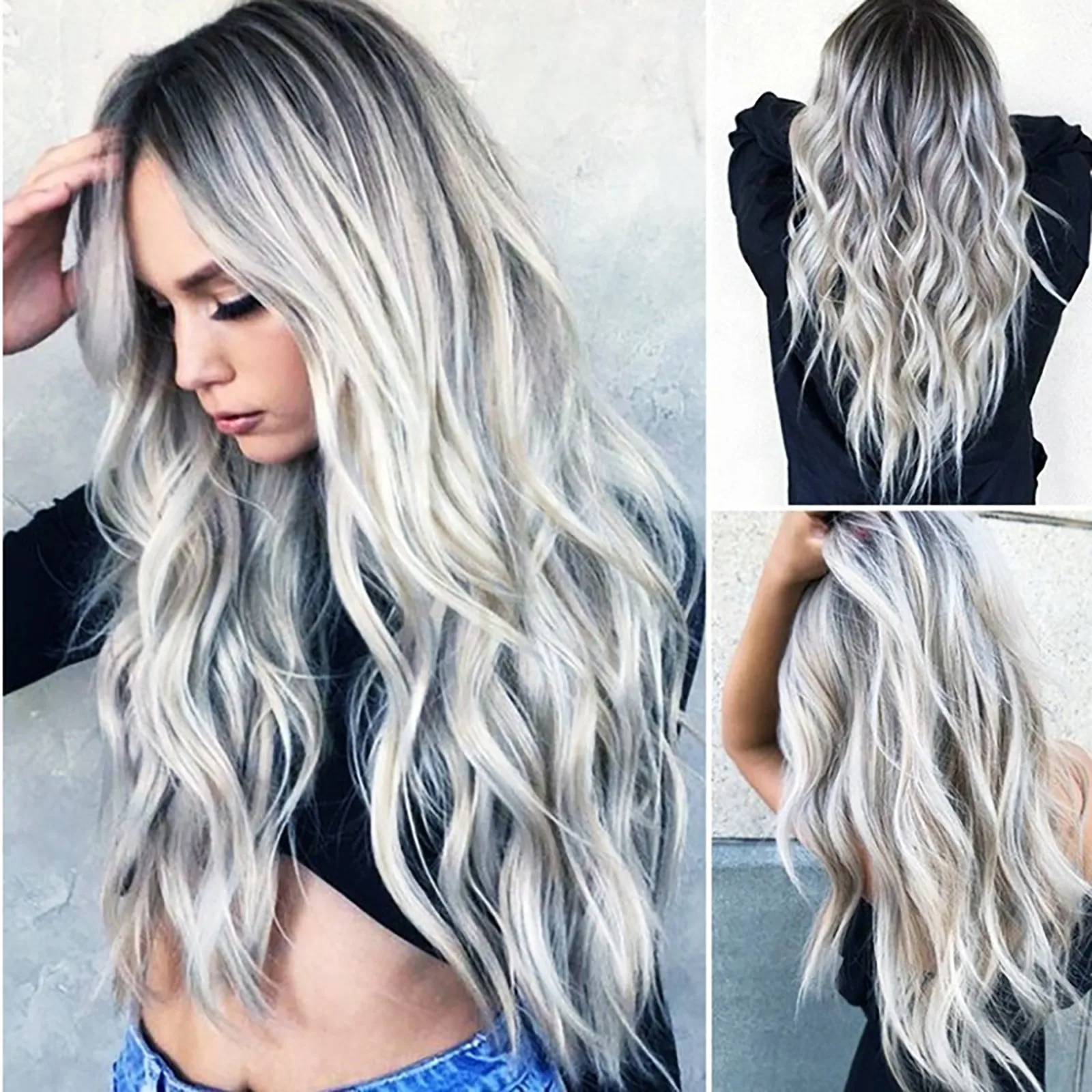 Mid Length Wig Fluffy Fashion Role Play Props Synthetic Wigs High Temperature Silk Gray Gradient Long Curly Hair Wig For Daily
Mid Length Wig Fluffy Fashion Role Play Props Synthetic Wigs High Temperature Silk Gray Gradient Long Curly Hair Wig For Daily