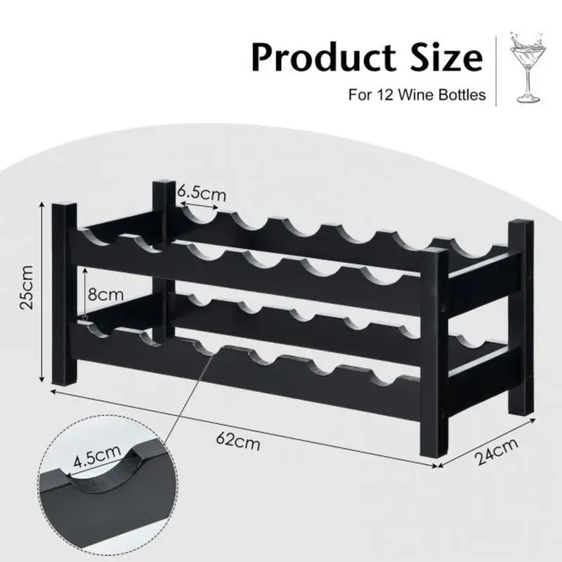 2-Tier 12 Bottles Bamboo Storage Shelf Wine Rack-Brown
2-Tier 12 Bottles Bamboo Storage Shelf Wine Rack-Brown
