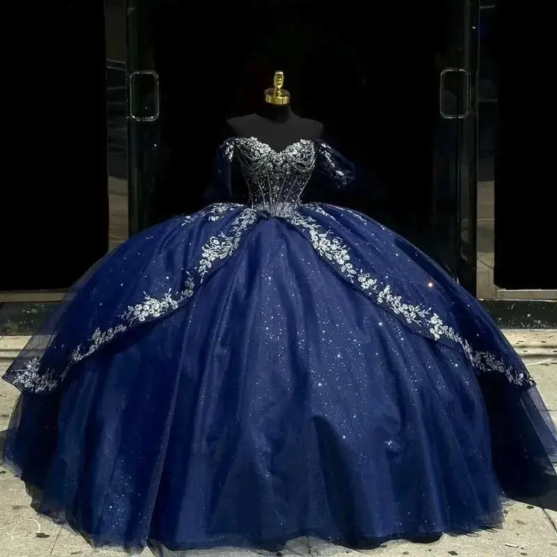 Customized Luxury Navy Blue Glittering Quinceanera Dresses Bow Beading Lace Vestidos De 15 Anos Birthday Party Ball Gown
Customized Luxury Navy Blue Glittering Quinceanera Dresses Bow Beading Lace Vestidos De 15 Anos Birthday Party Ball Gown