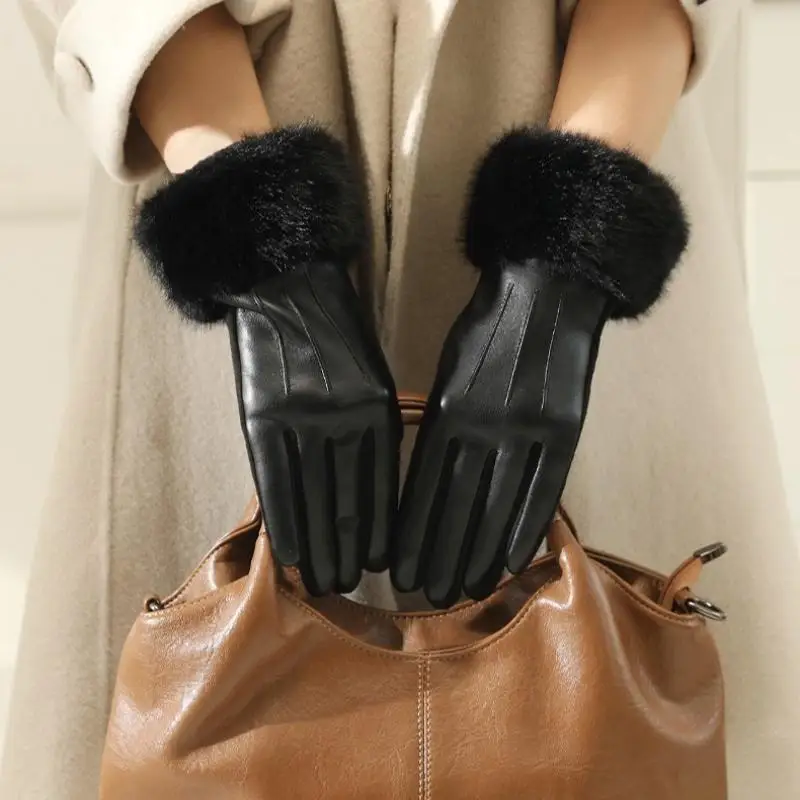 Ladies Winter Gloves with Faux Fur Cuff, Windproof & Warm, Soft Thick Elegant Gloves for Outdoor, Luxury Accessory
Ladies Winter Gloves with Faux Fur Cuff, Windproof & Warm, Soft Thick Elegant Gloves for Outdoor, Luxury Accessory
