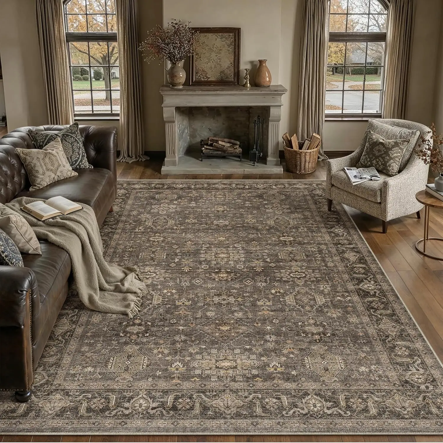 Vintage Brown Washable Area Rug, Non-Slip Low Pile Soft Carpet for Living Room Bedroom Kitchen Office Indoor
Vintage Brown Washable Area Rug, Non-Slip Low Pile Soft Carpet for Living Room Bedroom Kitchen Office Indoor