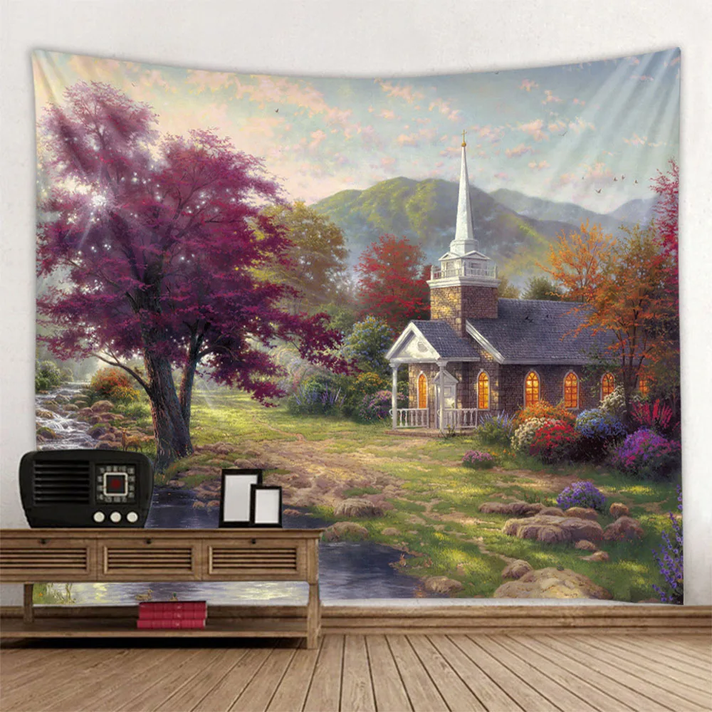 Dreamy Forest Castle Tapestry Hippie Style Landscape Oil Painting Wall Hanging Home Decor for Living Room And Bedroom Background
Dreamy Forest Castle Tapestry Hippie Style Landscape Oil Painting Wall Hanging Home Decor for Living Room And Bedroom Background