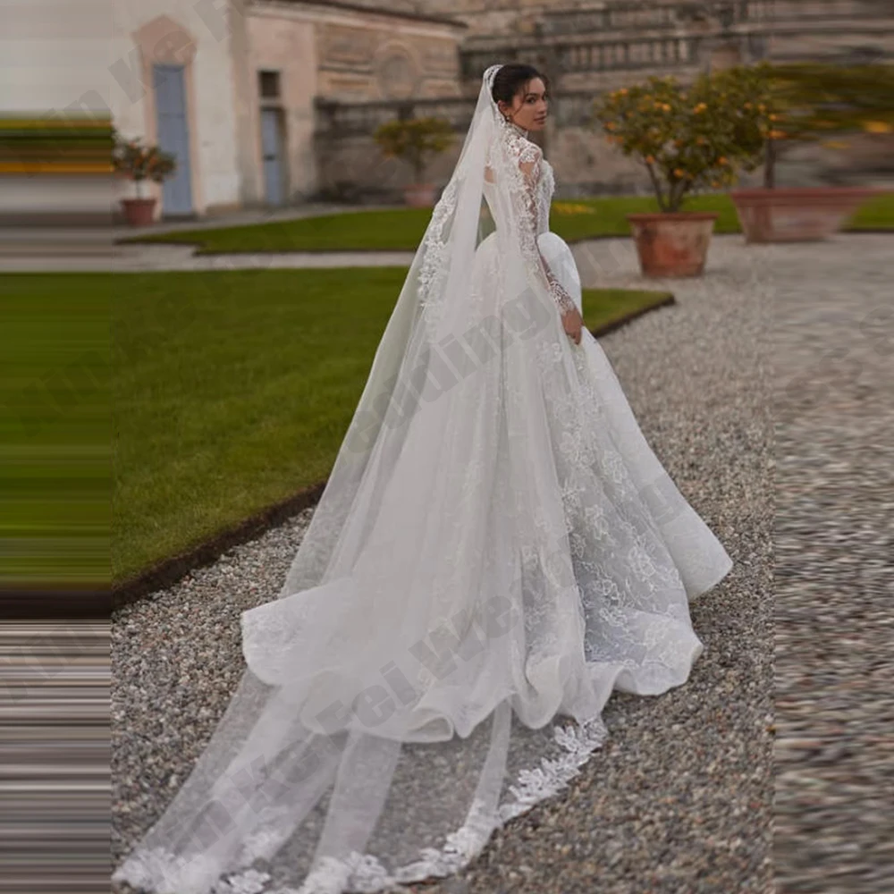 Gorgeous Women Lace Bridal Gown A-line Long Sleeve High Collar Princess Ball Wedding Dresses Formal Beach Bride Party Customized
Gorgeous Women Lace Bridal Gown A-line Long Sleeve High Collar Princess Ball Wedding Dresses Formal Beach Bride Party Customized