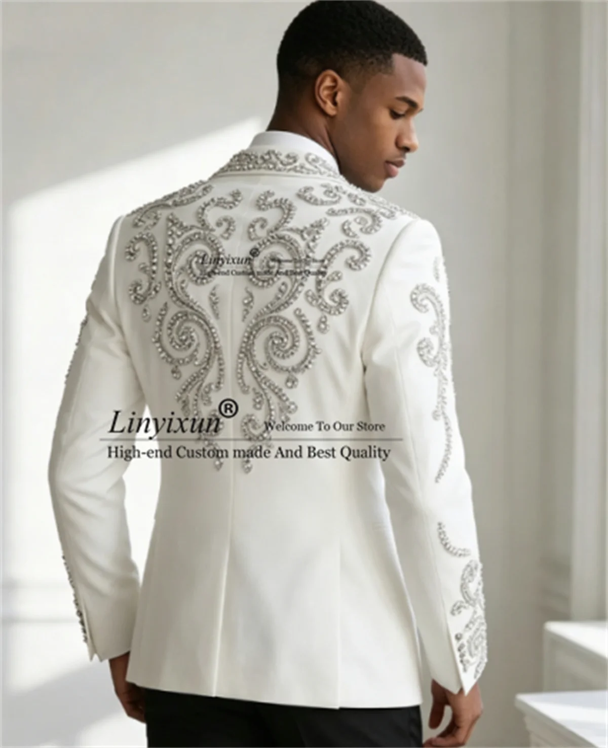 Glitter Diamond Crystal Lapel Tuxedos Men Suits 2 Pieces Sets Groom Wedding Party Blazers Customized Slim Fit Man Ropa hombre
Glitter Diamond Crystal Lapel Tuxedos Men Suits 2 Pieces Sets Groom Wedding Party Blazers Customized Slim Fit Man Ropa hombre