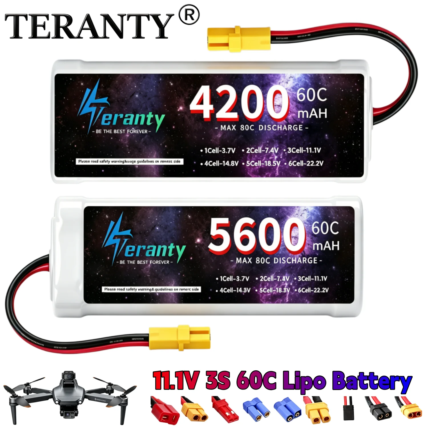 11.1V 3S LiPo Battery 60C 4200 4600 5200 5600mAh Deans T Connector XT60 Rechargeable Polymer Batteries RC Car Drone Model Toys
11.1V 3S LiPo Battery 60C 4200 4600 5200 5600mAh Deans T Connector XT60 Rechargeable Polymer Batteries RC Car Drone Model Toys