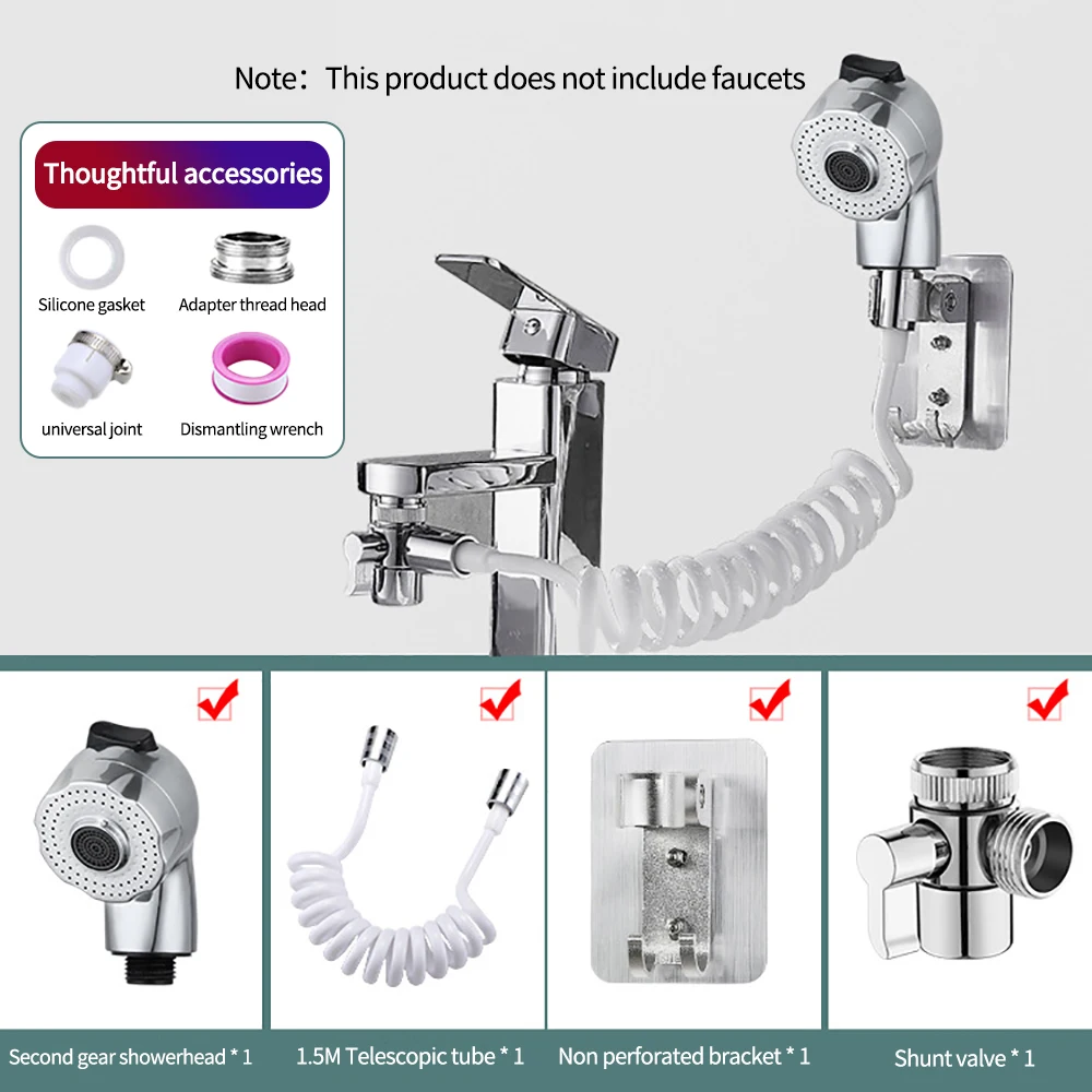 Home Bathroom Sink Faucet Sprayer Water Tap Extension Nozzle Adjustable Shower Set Sucker Wall-mounted Convenient To Install
Home Bathroom Sink Faucet Sprayer Water Tap Extension Nozzle Adjustable Shower Set Sucker Wall-mounted Convenient To Install