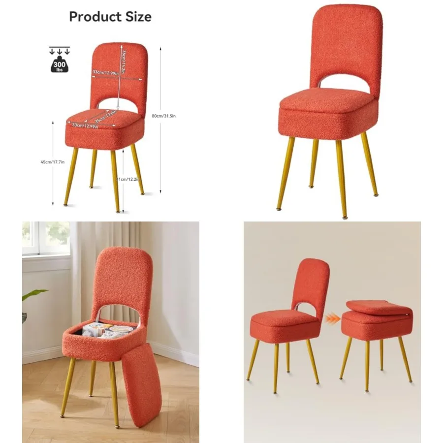 Small Storage Vanity Stool with Folding Backrest, 12.99" x 13.78" x 31.5" Teddy Velvet Ottoman, Makeup Chair for Living Room, 4
Small Storage Vanity Stool with Folding Backrest, 12.99" x 13.78" x 31.5" Teddy Velvet Ottoman, Makeup Chair for Living Room, 4