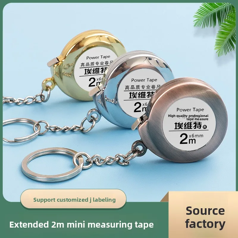 Mini Keychain Tape Measure 2m Stainless Steel Ruler with Custom Logo Printing Compact Gift Accessory for Branding