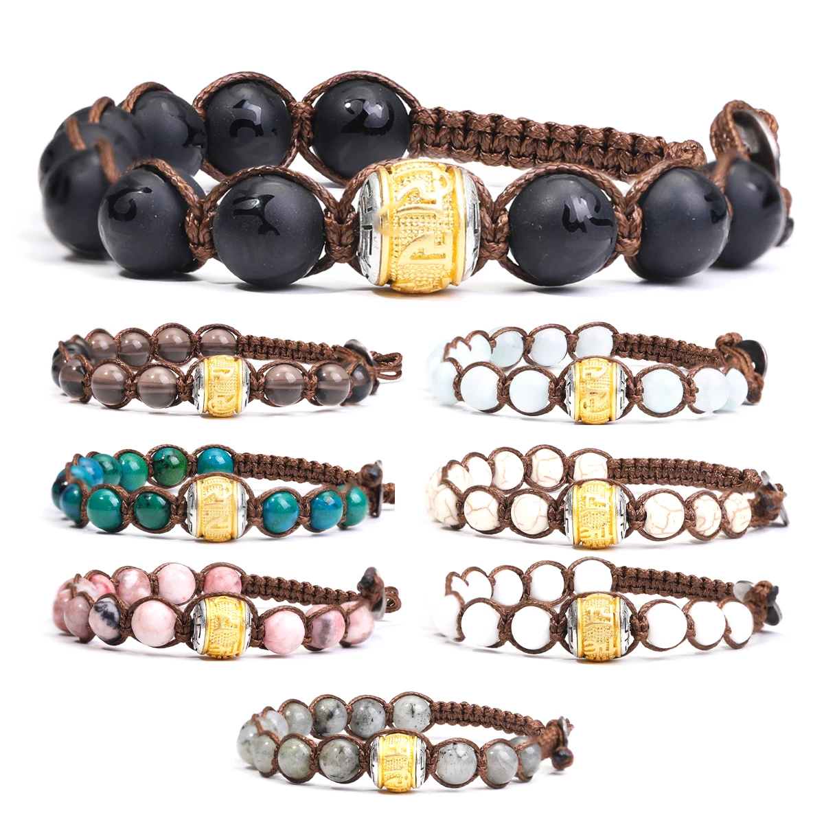 Tibetan Buddhist Hand Woven Natural Stone Bracelet 8mm Beads Meditation Lucky Prayer Bracelet Men Women Jewelry Size Adjustable
Tibetan Buddhist Hand Woven Natural Stone Bracelet 8mm Beads Meditation Lucky Prayer Bracelet Men Women Jewelry Size Adjustable