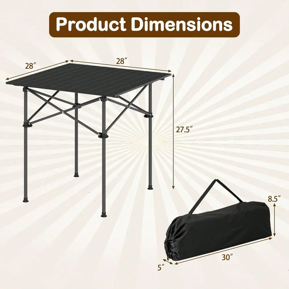 Folding Roll-Up Camping Table with Metal Legs, Portable Outdoor Picnic Table with Carry Bag for Hiking, Travel and Camping
Folding Roll-Up Camping Table with Metal Legs, Portable Outdoor Picnic Table with Carry Bag for Hiking, Travel and Camping