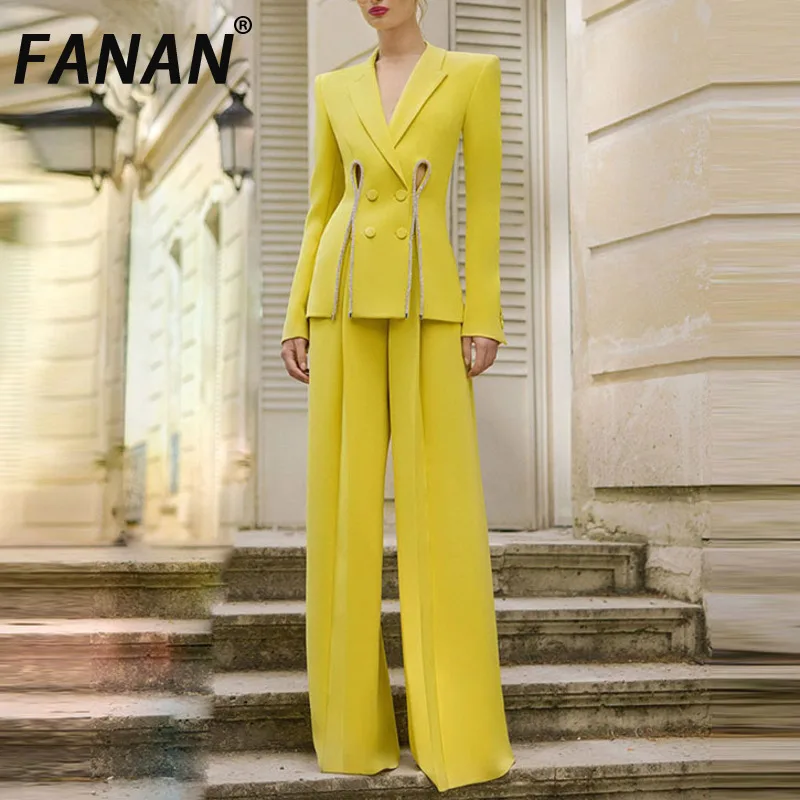 FANAN Luxury 2 Piece Set Women's Hollow Out Design Gathered Waist Blazers+high Waist Straight Wide Leg Pants 2025 Spring New
FANAN Luxury 2 Piece Set Women's Hollow Out Design Gathered Waist Blazers+high Waist Straight Wide Leg Pants 2025 Spring New