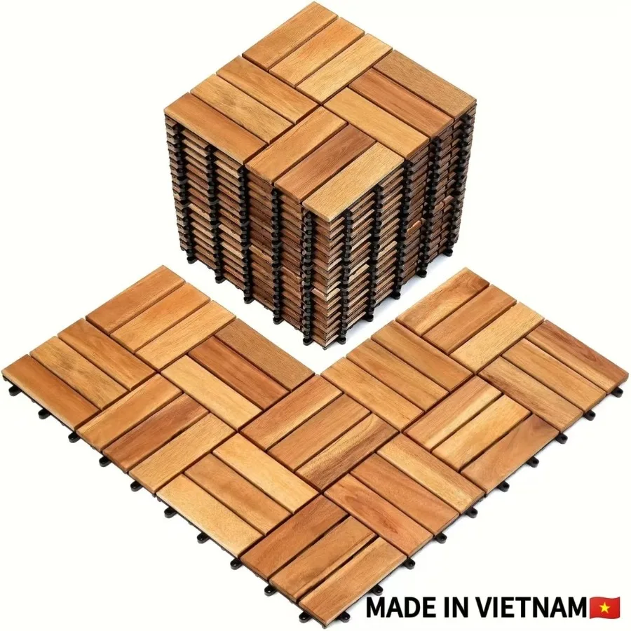 27pcs Deck Tiles 11.8x11.8 Interlocking Natural Solid Acacia Wood for Outdoor Indoor Patio Garden Balcony Poolside Natural Colo
27pcs Deck Tiles 11.8x11.8 Interlocking Natural Solid Acacia Wood for Outdoor Indoor Patio Garden Balcony Poolside Natural Colo