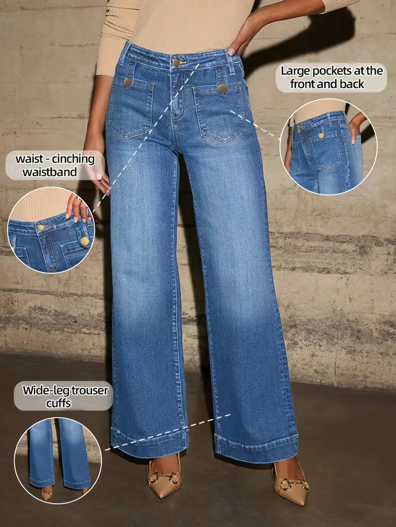 Casual Loose Straight Wide Leg Womens Jeans and Pants With Hidden Front Pockets High Waist Stylish Denim Trousers Fashionable
Casual Loose Straight Wide Leg Womens Jeans and Pants With Hidden Front Pockets High Waist Stylish Denim Trousers Fashionable