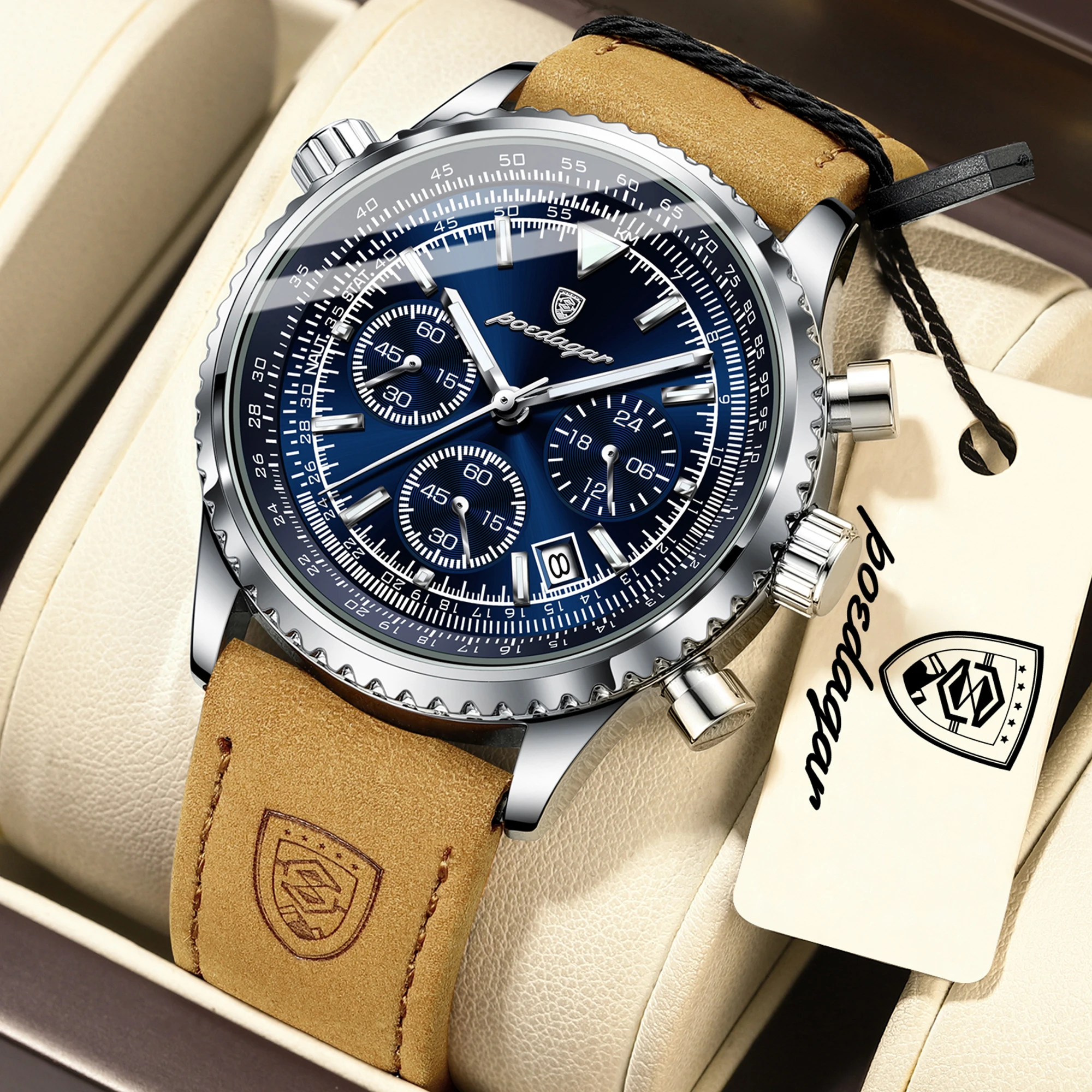 POEDAGAR Fashion Casual Men's Wristwatch Date Chronograph Leather Quartz Male Clock Waterproof Luminous Military Watches For Men
POEDAGAR Fashion Casual Men's Wristwatch Date Chronograph Leather Quartz Male Clock Waterproof Luminous Military Watches For Men