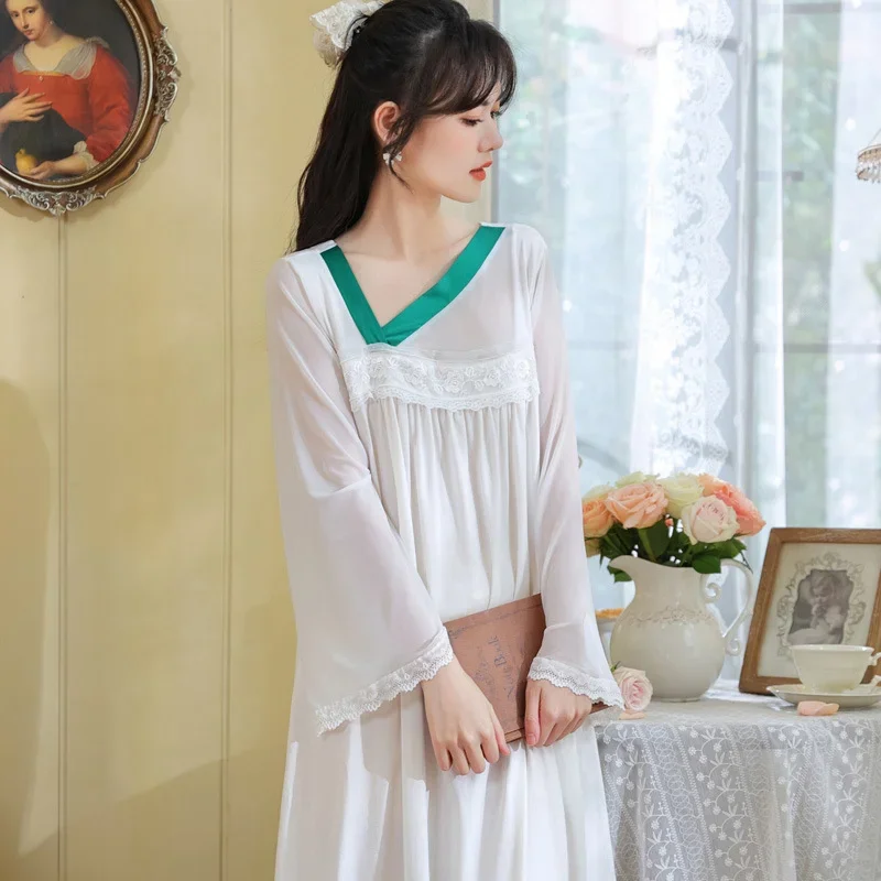 Sexy Lace Long Sleeve Robe Peignoir Loungewear Dressing Gown Princess Nightwear Night Dress Women Sleepwear Vintage Nightgown
Sexy Lace Long Sleeve Robe Peignoir Loungewear Dressing Gown Princess Nightwear Night Dress Women Sleepwear Vintage Nightgown