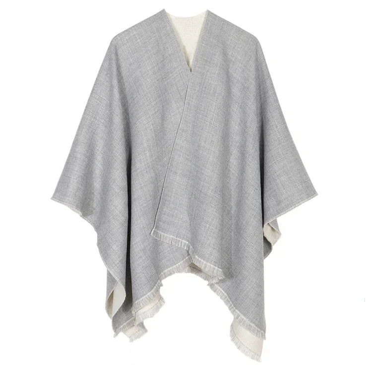 Poncho Cloak Imitation Cashmere Cloak Women's Autumn and Winter Split Shawl Casual Fashion Warm Lady Double-faced Coat Gray
Poncho Cloak Imitation Cashmere Cloak Women's Autumn and Winter Split Shawl Casual Fashion Warm Lady Double-faced Coat Gray