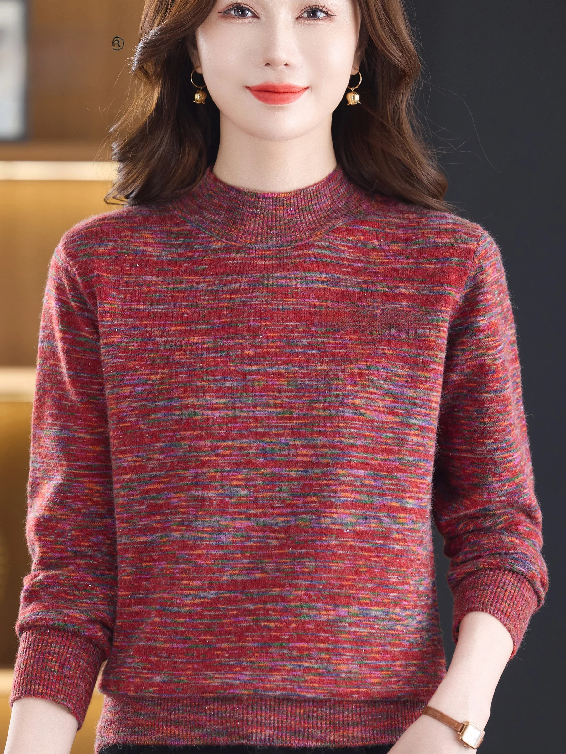 Faionable Thiened f-High Collar Striped Knitwear Loose Women's Sweater Autumn Winter New Arrival for Middle-Aged And E...
Faionable Thiened f-High Collar Striped Knitwear Loose Women's Sweater Autumn Winter New Arrival for Middle-Aged And E...