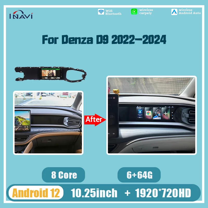 10,25 дюймов для Denza D9 2022-2024 пассажирская развлекательная система двойной Bluetooth Android 12, развлекательный экран 4G WiFi
10,25 дюймов для Denza D9 2022-2024 пассажирская развлекательная система двойной Bluetooth Android 12, развлекательный экран 4G WiFi