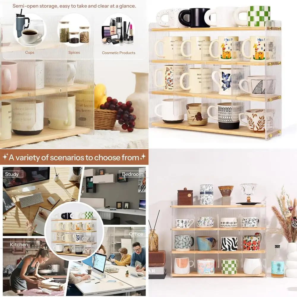4-Tier Wooden Mug Rack - Home Kitchen Cup Holder Organizer Display
4-Tier Wooden Mug Rack - Home Kitchen Cup Holder Organizer Display