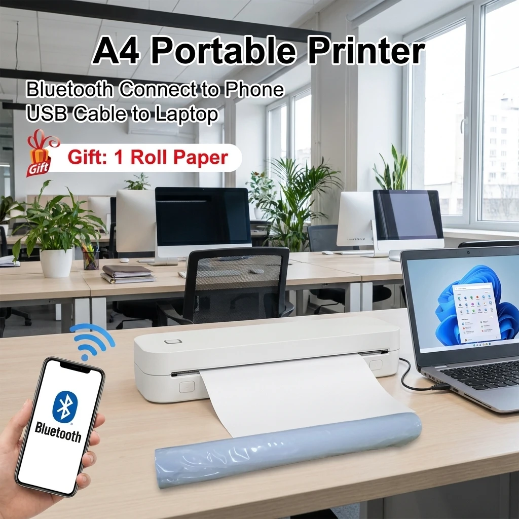 A4 Inkless Thermal Printer 203DPI BT Wireless Portable Printer Photo Document Memo Note Tattoo Map Printing Home Office School
A4 Inkless Thermal Printer 203DPI BT Wireless Portable Printer Photo Document Memo Note Tattoo Map Printing Home Office School