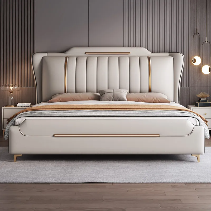 household interior double bed minimalist comfortable modern high-end bed base and frames luxury camas individuales furniture
household interior double bed minimalist comfortable modern high-end bed base and frames luxury camas individuales furniture