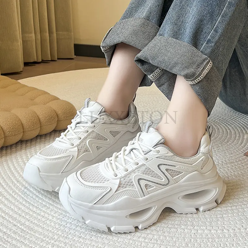 Genuine Leather Chunky Sneakers Women Synthetic Leather Mesh Patchwork Round Toe Lace-Up Thick Sole Ladies Shoes Handmade
Genuine Leather Chunky Sneakers Women Synthetic Leather Mesh Patchwork Round Toe Lace-Up Thick Sole Ladies Shoes Handmade
