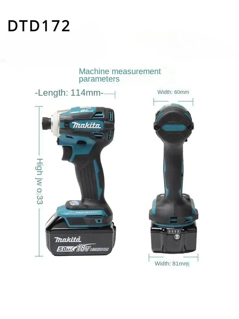Makita DTD172 18V LXT Cordless Brushless Impact Driver 180 N·M Power Electric Drill for Wood Bolt T-Mode
Makita DTD172 18V LXT Cordless Brushless Impact Driver 180 N·M Power Electric Drill for Wood Bolt T-Mode