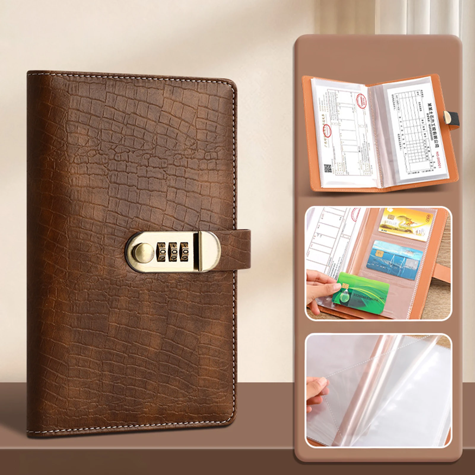 PU Crocodile Pattern Password Lock Checkbook Holder Secure Storage for Bank Deposit Slips Checks Financial Documents Organizer
PU Crocodile Pattern Password Lock Checkbook Holder Secure Storage for Bank Deposit Slips Checks Financial Documents Organizer