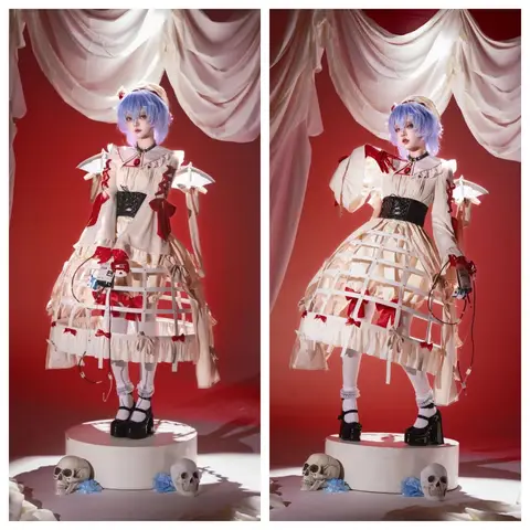Remilia Scarlet Cosplay Costume for Halloween Christmas Comic Touhou Project Red and white Dress Women Dress S-XL 2026 Newly