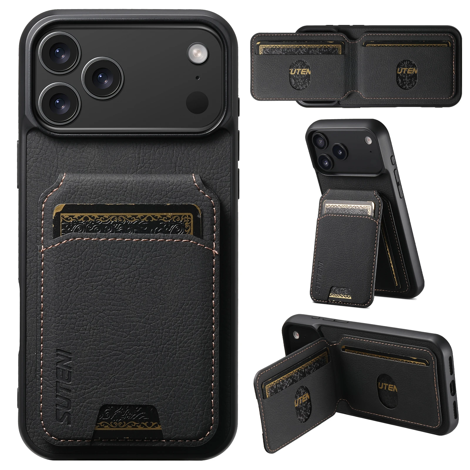 SUTENI Luxury Faux Leather Stand Card Holder Phone Case Frosted Feel For iPhone 17 Pro Max 16 Plus 15 14 13 12
SUTENI Luxury Faux Leather Stand Card Holder Phone Case Frosted Feel For iPhone 17 Pro Max 16 Plus 15 14 13 12