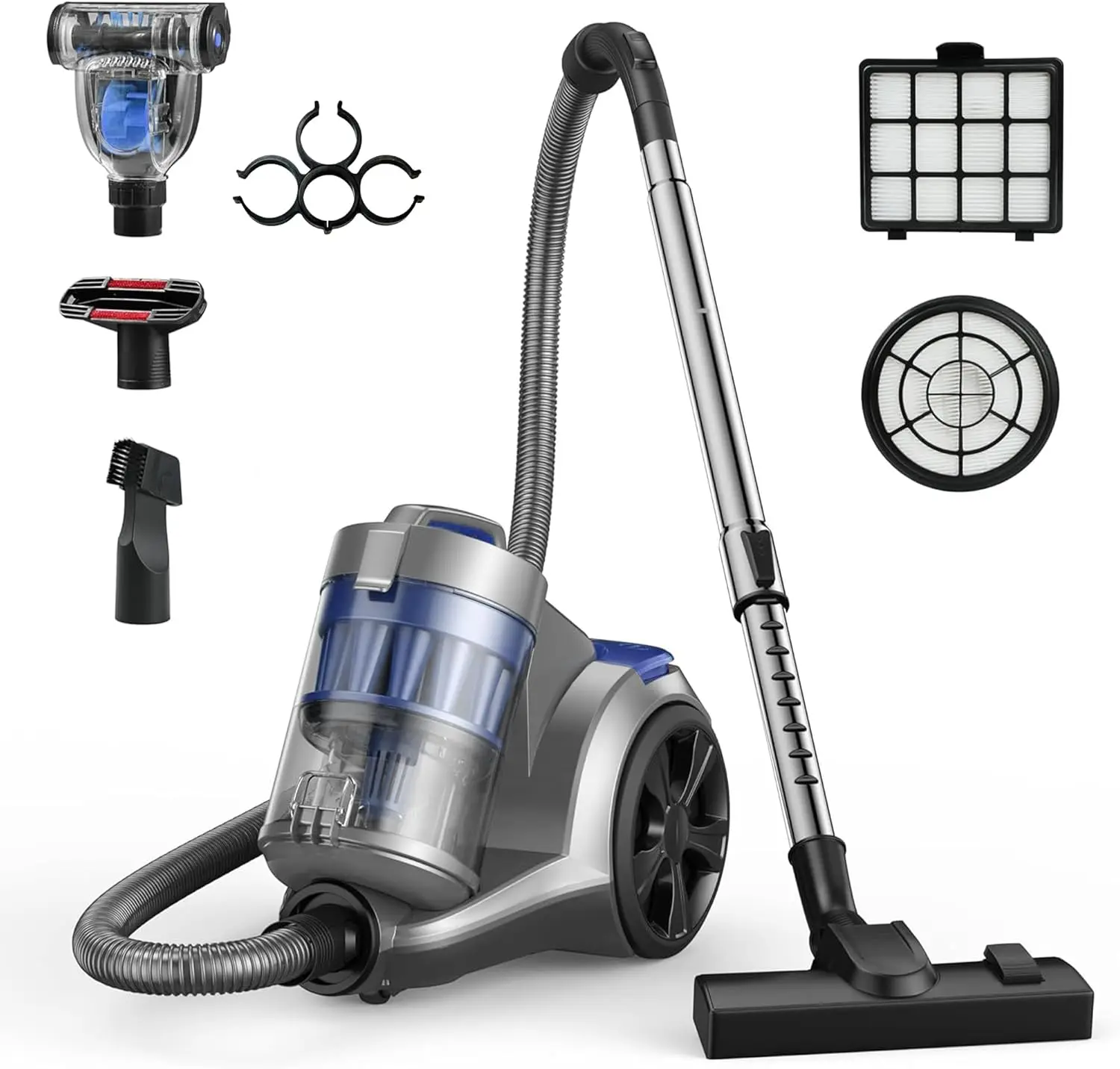 1700W Canister Vacuum Cleaner, 45Kpa Bagless Vacuum Cleaner, Multi-Cyclonic Filtration, 2 Anti-Allergen HEPA Filters, 3.5QT Dust
1700W Canister Vacuum Cleaner, 45Kpa Bagless Vacuum Cleaner, Multi-Cyclonic Filtration, 2 Anti-Allergen HEPA Filters, 3.5QT Dust