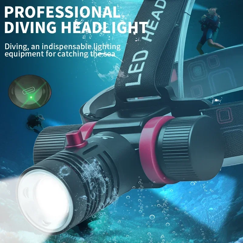 Diving headlight strong light C-type rechargeable long-range underwater outdoor super bright waterproof miner's lamp
Diving headlight strong light C-type rechargeable long-range underwater outdoor super bright waterproof miner's lamp