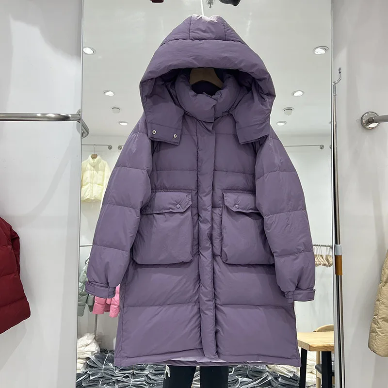 2023 Autumn Winter Down Jacket Women Overcoat Mid length Korean Fashion Loose Thick Warm Parka Hooded White Duck Down Coat
2023 Autumn Winter Down Jacket Women Overcoat Mid length Korean Fashion Loose Thick Warm Parka Hooded White Duck Down Coat