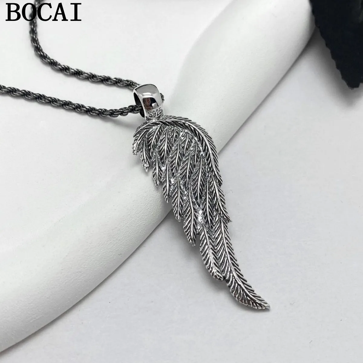 BOCAI новый винтажный модный кулон из стерлингового серебра 925 пробы с перьями и крыльями ангела, мужской и женский подарок
BOCAI новый винтажный модный кулон из стерлингового серебра 925 пробы с перьями и крыльями ангела, мужской и женский подарок