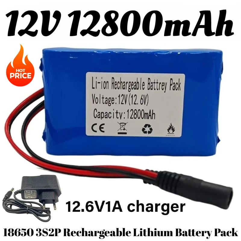 3S2P 12V 12800mAh Rechargeable Lithium Battery Pack with BMS Lithium Battery Pack Monitoring and Protection Board+12.6V Charger
3S2P 12V 12800mAh Rechargeable Lithium Battery Pack with BMS Lithium Battery Pack Monitoring and Protection Board+12.6V Charger