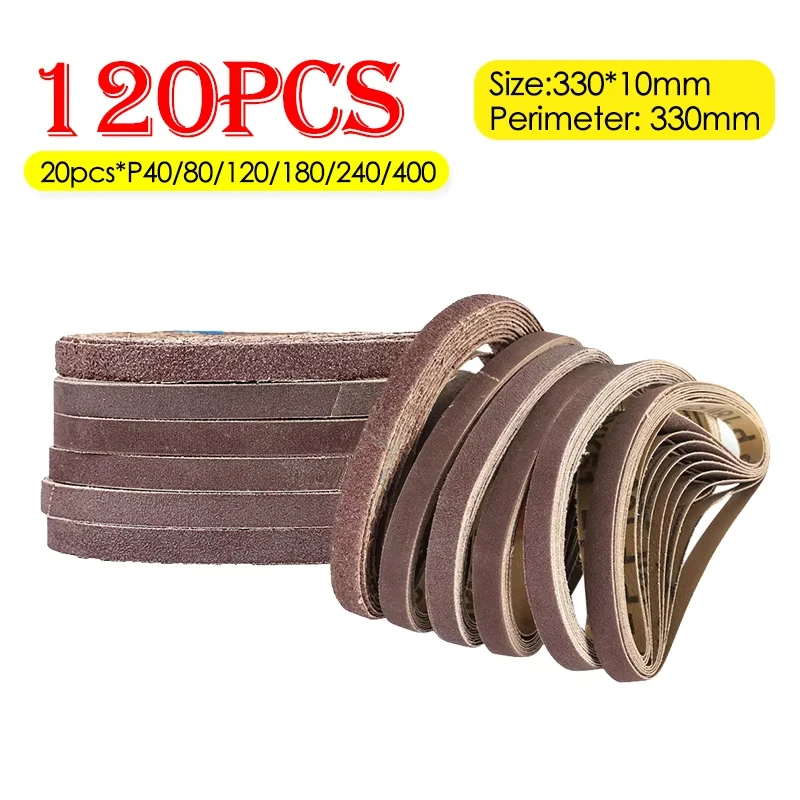120PCS 330x10mm Abrasive Sanding Belt for 3/8 inch Air Belt Sander Angle Grinder Polishing Grinding Machine Car Metal
120PCS 330x10mm Abrasive Sanding Belt for 3/8 inch Air Belt Sander Angle Grinder Polishing Grinding Machine Car Metal
