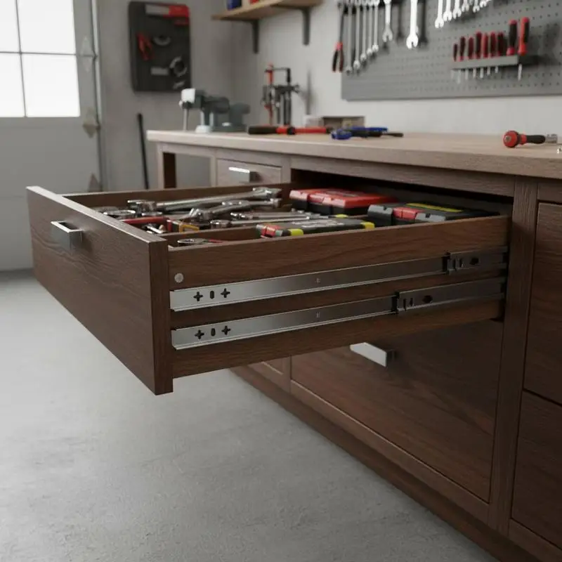 Industrial Drawer Runners 38in For Toolbox RV Cargo Bed, Locking Mechanism 250lb Capacity 3-Fold Full Extension Side Mount Ball Bearing Steel Pair
Industrial Drawer Runners 38in For Toolbox RV Cargo Bed, Locking Mechanism 250lb Capacity 3-Fold Full Extension Side Mount Ball Bearing Steel Pair