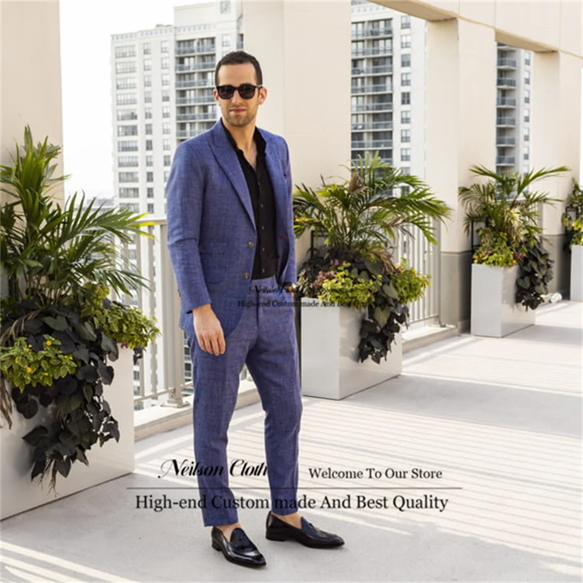 Fashion Blue Linen Men Suits Peaked Lapel Groom Wedding Tuxedos 2 Pieces Sets Business Male Prom Blazers Slim Fit Costume Homme
Fashion Blue Linen Men Suits Peaked Lapel Groom Wedding Tuxedos 2 Pieces Sets Business Male Prom Blazers Slim Fit Costume Homme