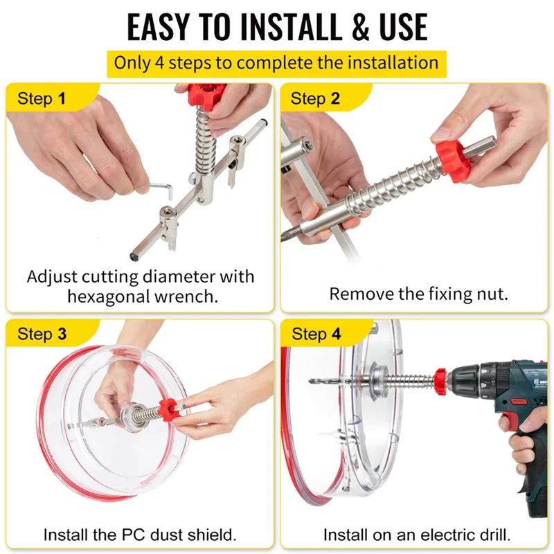 ABUG-Steel Adjustable Hole Saw Cutter Kit 40-200Mm Shield Drill Bit DIY Tool For Sheetrock Veneer Slates
ABUG-Steel Adjustable Hole Saw Cutter Kit 40-200Mm Shield Drill Bit DIY Tool For Sheetrock Veneer Slates