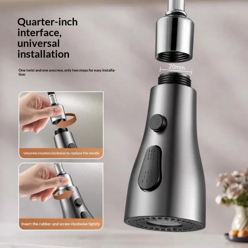 Kitchen Pull Out Faucet Sprayer Nozzle 3 Modes ABS Water Saving Bathroom Basin Sink Shower Spray Head For 1/2" Connection
Kitchen Pull Out Faucet Sprayer Nozzle 3 Modes ABS Water Saving Bathroom Basin Sink Shower Spray Head For 1/2" Connection