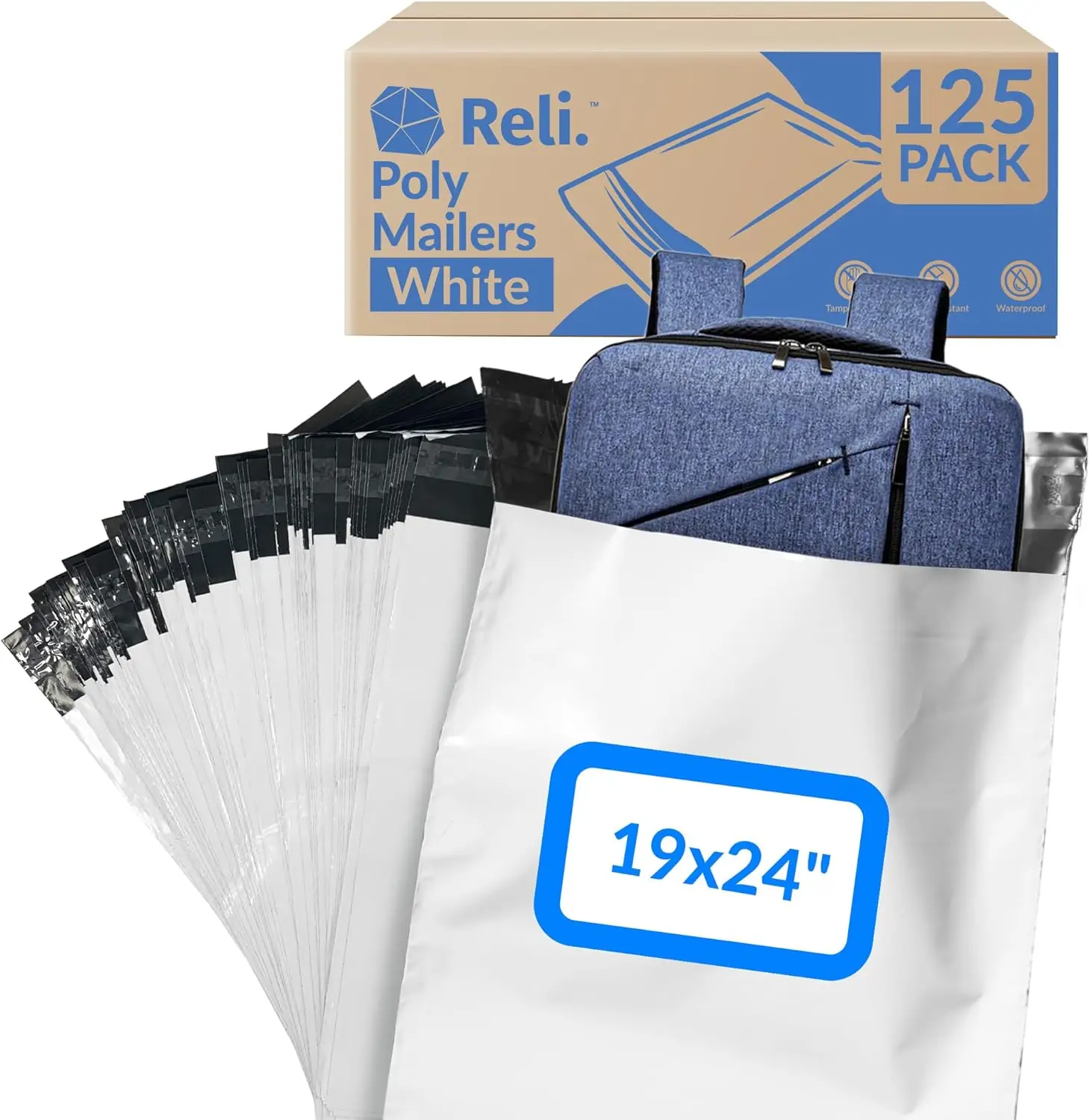 125 Pcs 19x24" Large White Poly Mailers, Self Sealing, Waterproof & Tear Resistant
125 Pcs 19x24" Large White Poly Mailers, Self Sealing, Waterproof & Tear Resistant