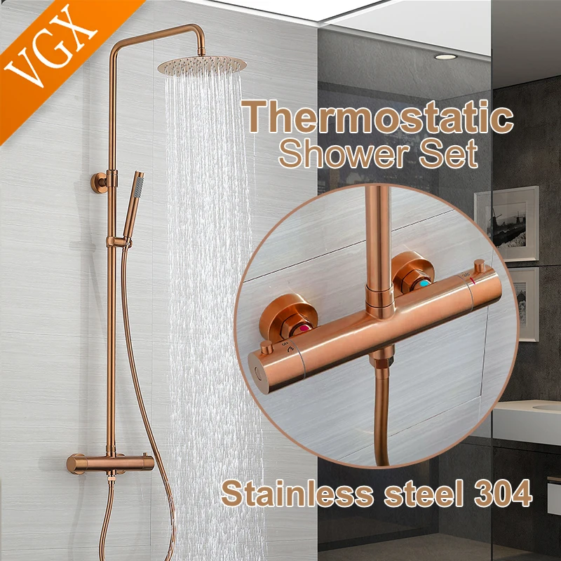 VGX Thermostatic Shower System Set Stainless Steel Bathroom Shower Set Bath Shower Faucet Set Rainfall Shower Set Brushed Gold
VGX Thermostatic Shower System Set Stainless Steel Bathroom Shower Set Bath Shower Faucet Set Rainfall Shower Set Brushed Gold
