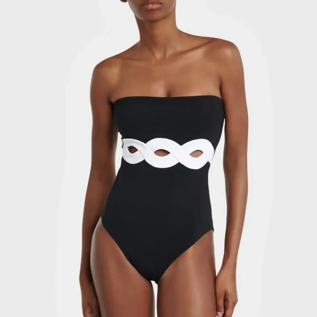 One Piece Swimsuit For Women European And American Swimwear Simple Black And White Contrasting Color One-piece Swimsuit Women
One Piece Swimsuit For Women European And American Swimwear Simple Black And White Contrasting Color One-piece Swimsuit Women