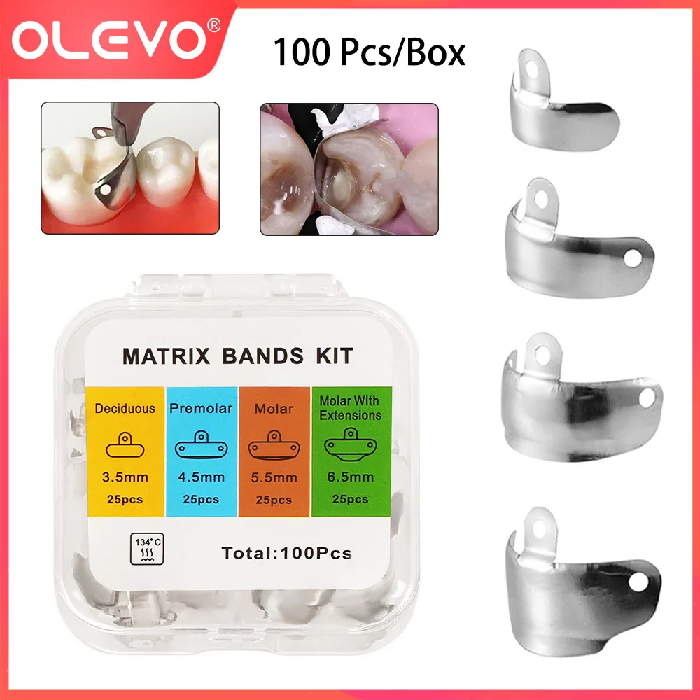 100 Pcs/Box Dental Matrix Bands Kit Refill Forming Sheet Sectional Contoured Metal Matrices Bands Dentist Teeth Restoration Tool
100 Pcs/Box Dental Matrix Bands Kit Refill Forming Sheet Sectional Contoured Metal Matrices Bands Dentist Teeth Restoration Tool