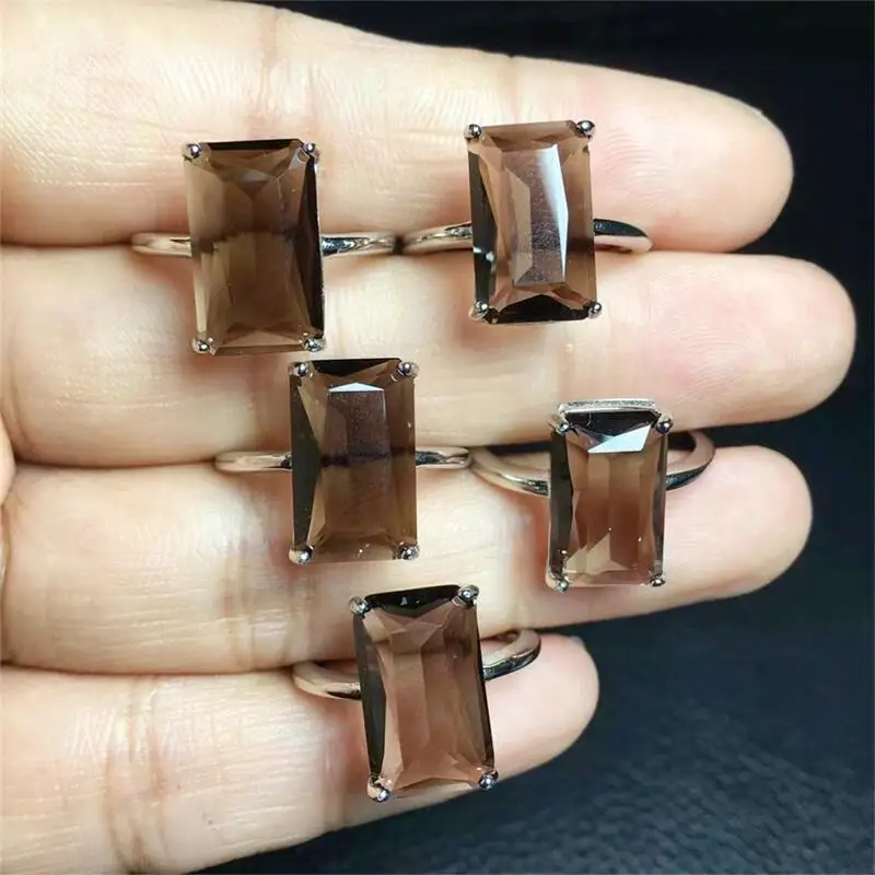 S925 Natural Smoky Quartz Faceted Rings Facet Trendy Finger Charm Jewelry Gemstone For Women Fashion Healing Party Gift 1PCS
S925 Natural Smoky Quartz Faceted Rings Facet Trendy Finger Charm Jewelry Gemstone For Women Fashion Healing Party Gift 1PCS