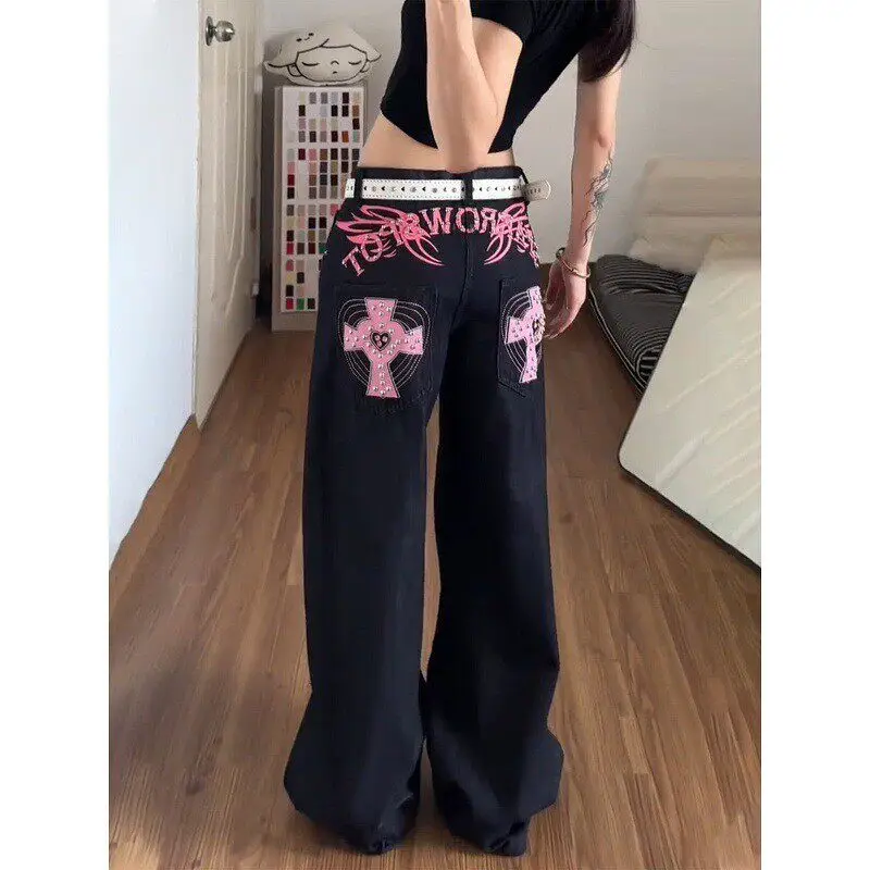 Women's Summer New Style Wide Leg Jeans Embroidered Rivet Casual Loose Fit Low Waist Drawstring Closure Non-Shrinkage Denim
Women's Summer New Style Wide Leg Jeans Embroidered Rivet Casual Loose Fit Low Waist Drawstring Closure Non-Shrinkage Denim