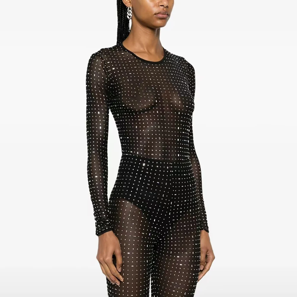 Geometric Shape Hot Rhinestone Women's T-shirt Y2k Sexy See-through Round Neck Long Sleeve Bodysuit Tops 2025 Early Spring New
Geometric Shape Hot Rhinestone Women's T-shirt Y2k Sexy See-through Round Neck Long Sleeve Bodysuit Tops 2025 Early Spring New