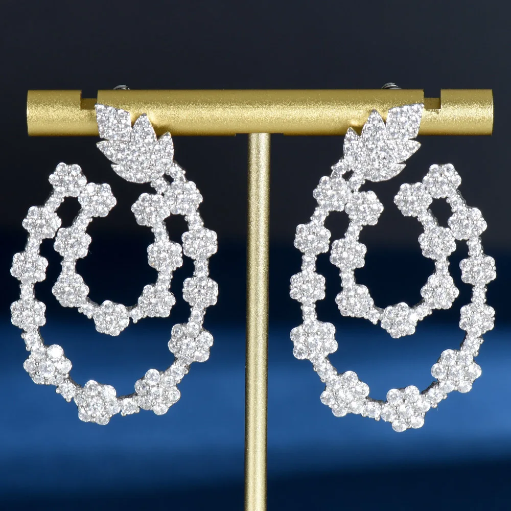 HIBRIDE Leaf Flowers Cluster Stud Earrings for Women Wedding Cubic Zircon Crystal African Dubai Bridal Earrings bijoux E-1084
HIBRIDE Leaf Flowers Cluster Stud Earrings for Women Wedding Cubic Zircon Crystal African Dubai Bridal Earrings bijoux E-1084